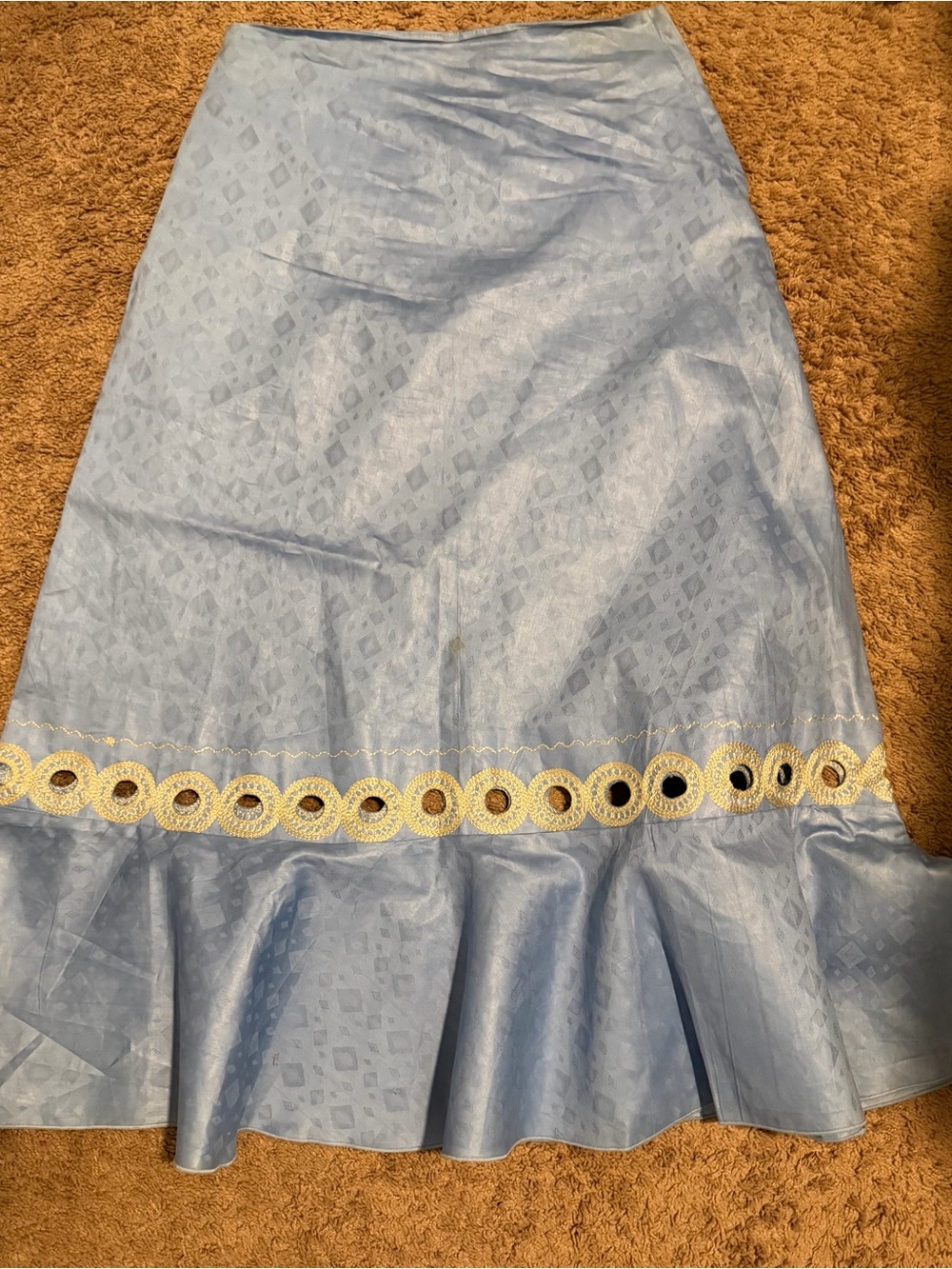 Women’s Light Blue Two-Piece Authentic African Set with Ivory Trim - Picture 2 of 4